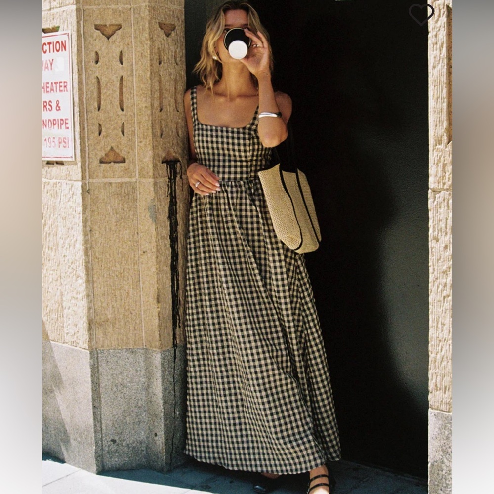 CARTMEL CHECK MAXI DRESS BLACK / CREAM Gingham